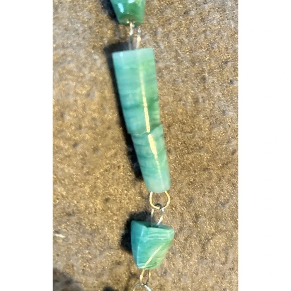 Vintage Teardrop‎ Ammonite Gemstone Necklace Handcrafted Hook 29